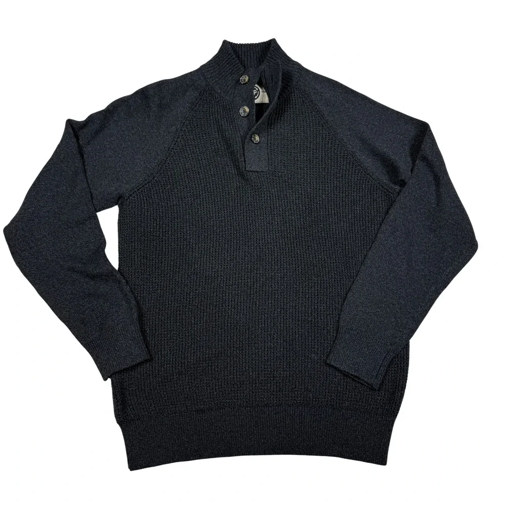 NWT Weatherproof Recycled Button Up Mock Neck Sweater Dark Gray Size‎ M